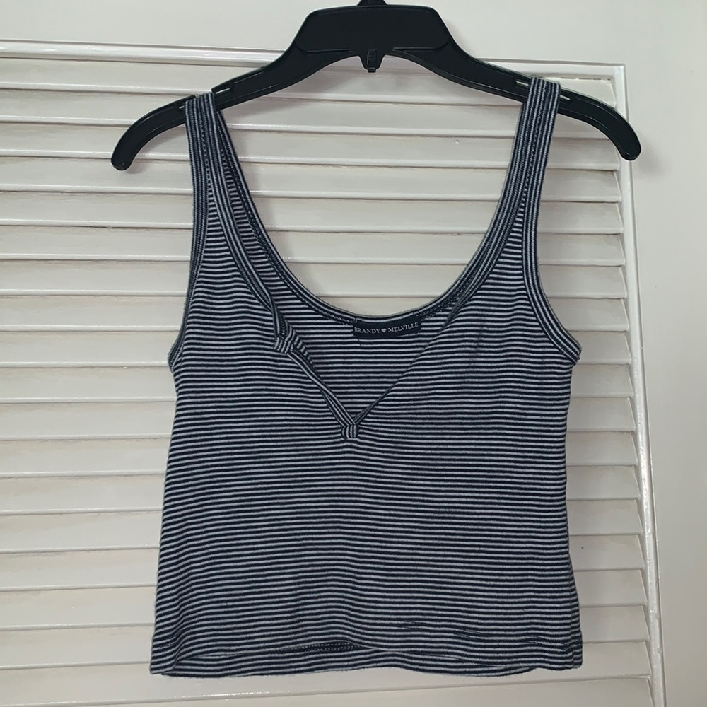 brandy melville blue & white striped tank top